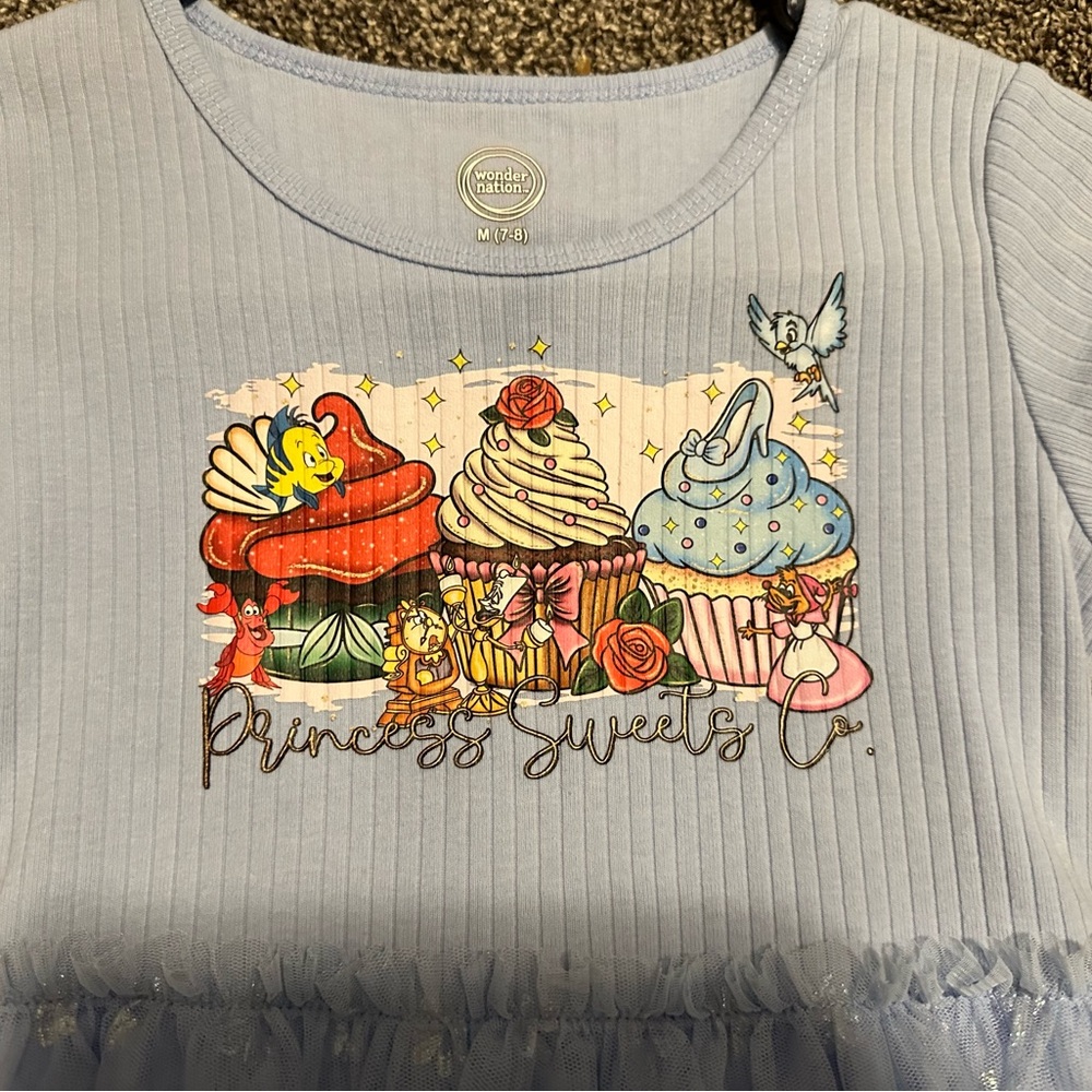 Light Blue Princess Sweets Graphic Top